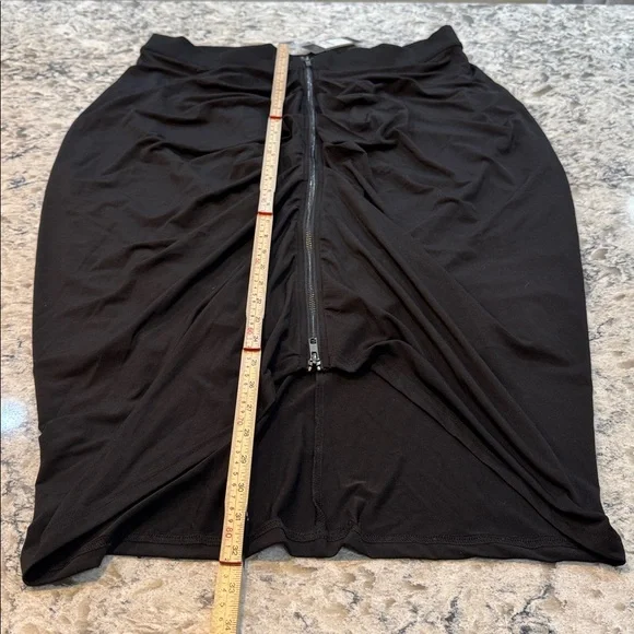 City Chic | Ruched Zip Up Draped Skirt in Black Size M Medium 18 - Picture 4 of 15